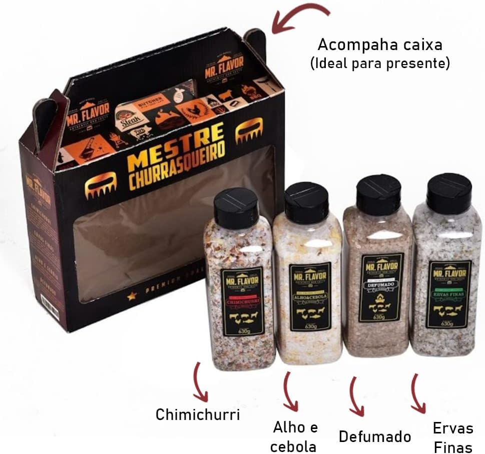 Kit Sal Grosso Temperado para Churrasco 4 Unidades Mestre Churrasqueiro 2