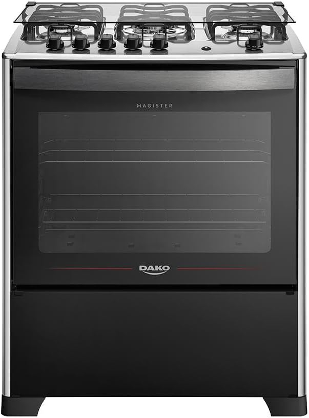 Fogão 5 Bocas Preto com Mesa de Inox Dako Magister 2