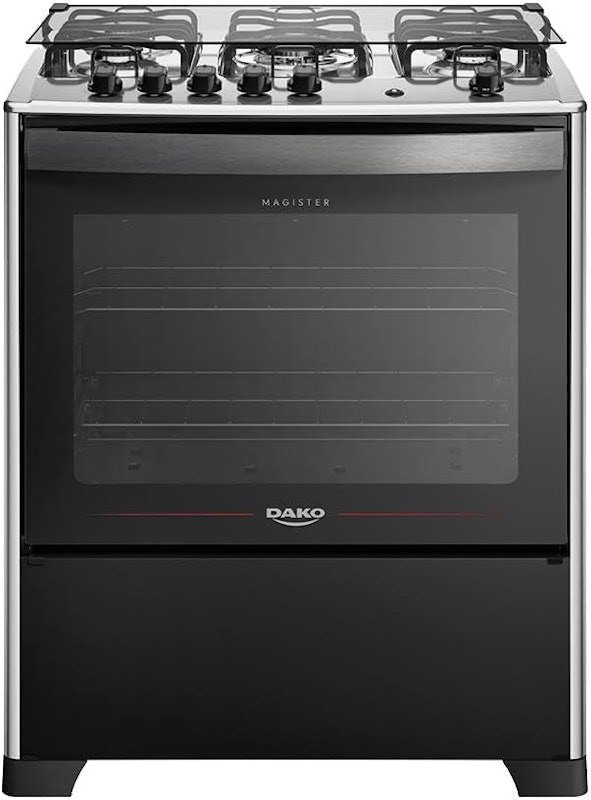 Fogão 5 Bocas Preto com Mesa de Inox Dako Magister 2