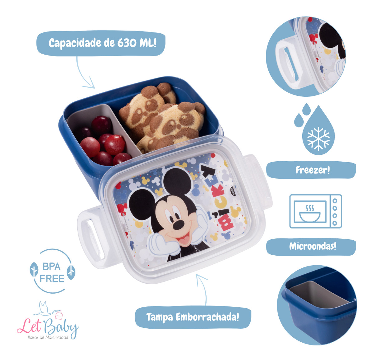 Marmita com Compartimento e Trava Mickey 630 ml 2
