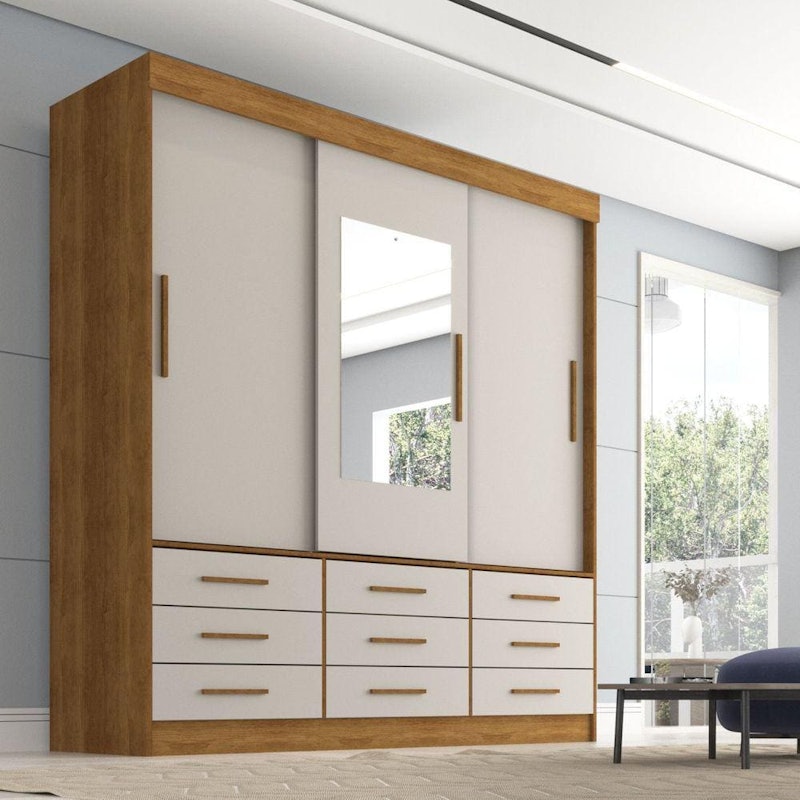 Guarda-Roupa Casal 3 Portas com Espelho Luana 1