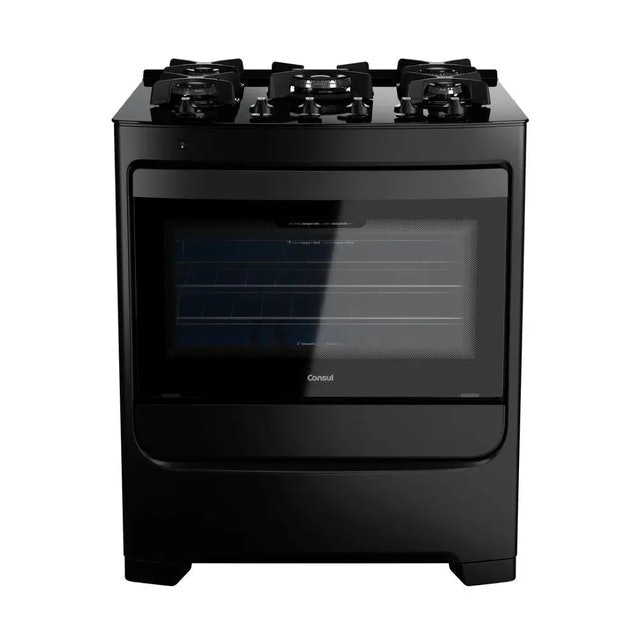 Fogão Consul Preto com Mesa de Vidro 1