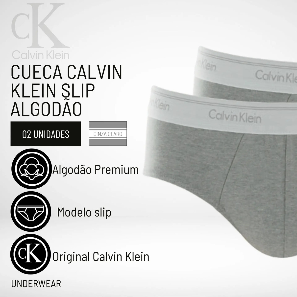 Kit com 2 Cuecas Slip Brief Cotton 2