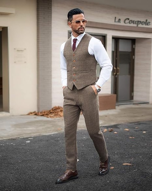 Terno Masculino Vintage de 3 Peças Espinha de Peixe 4
