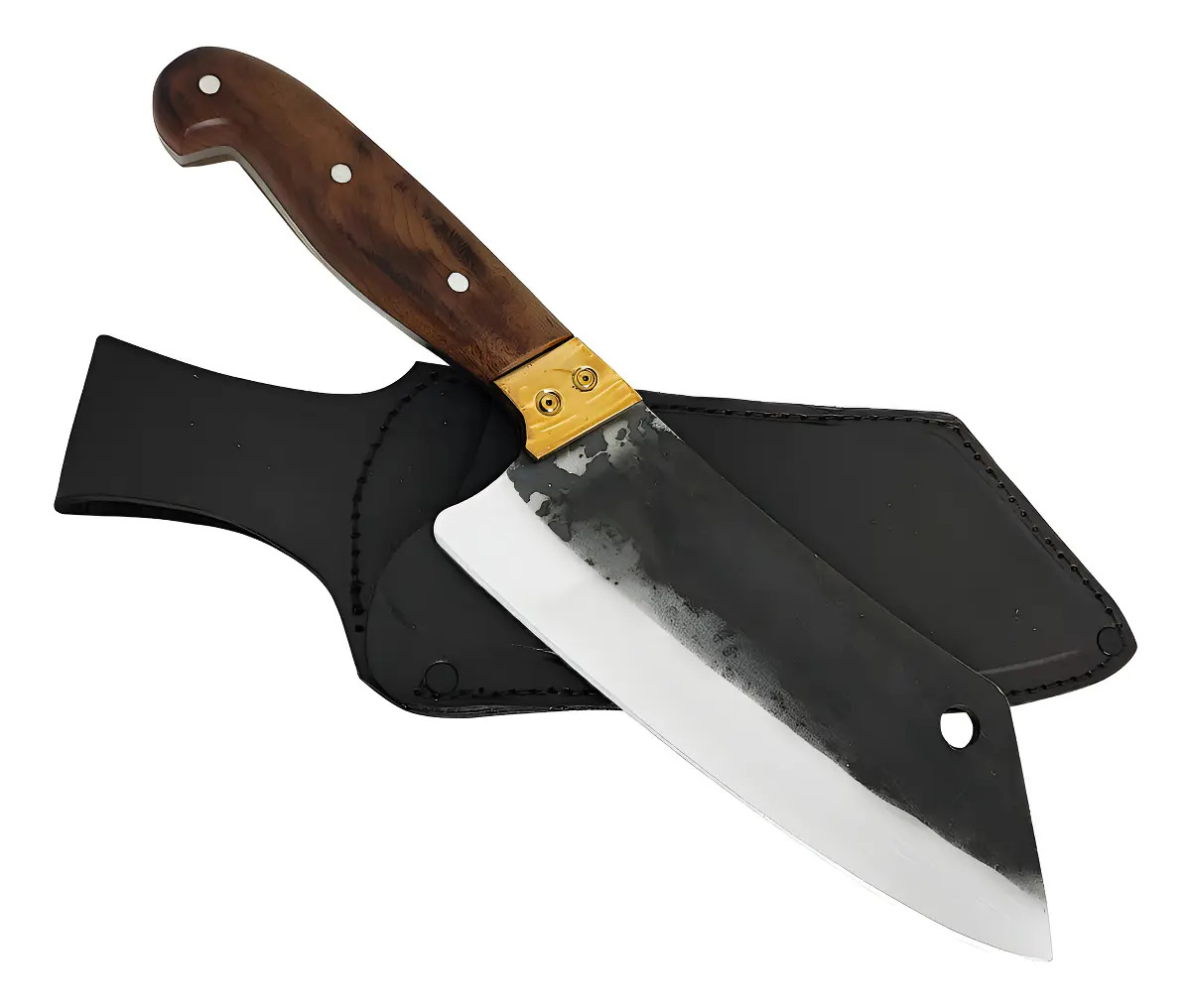 Cutelo Artesanal 8" Brut Forge em Aço Carbono 1070 com Cabo de Madeira Facas Gaúcha 1