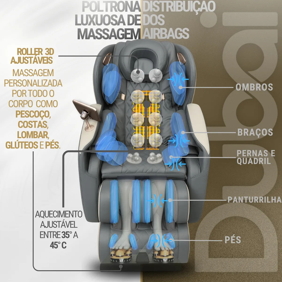 Poltrona de Massagem Tech Bluetooth Gravidade Zero 4