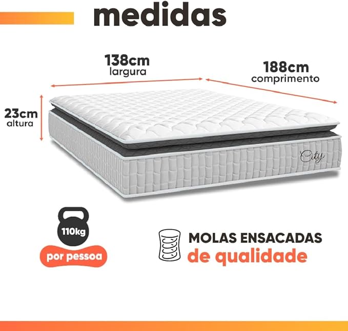 Cama Box Baú Colchão Casal Molas Ensacadas City 4