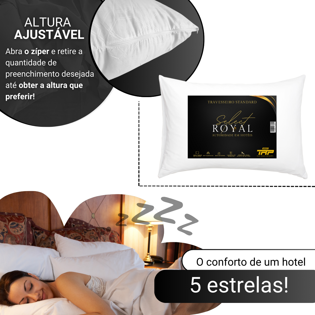 Kit 2 Travesseiros de Hotel Select Royal Toque de Plumas 4