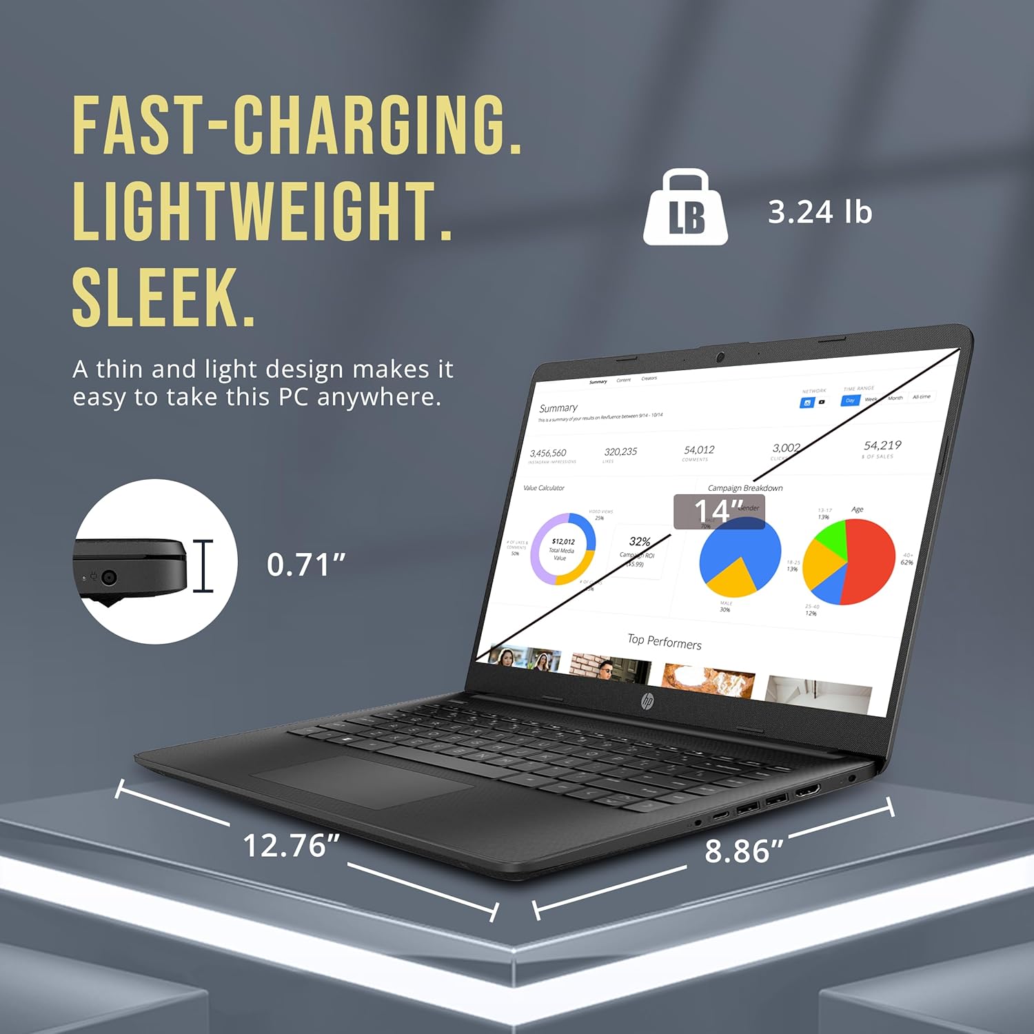 HP Stream Laptop BrightView HD 4