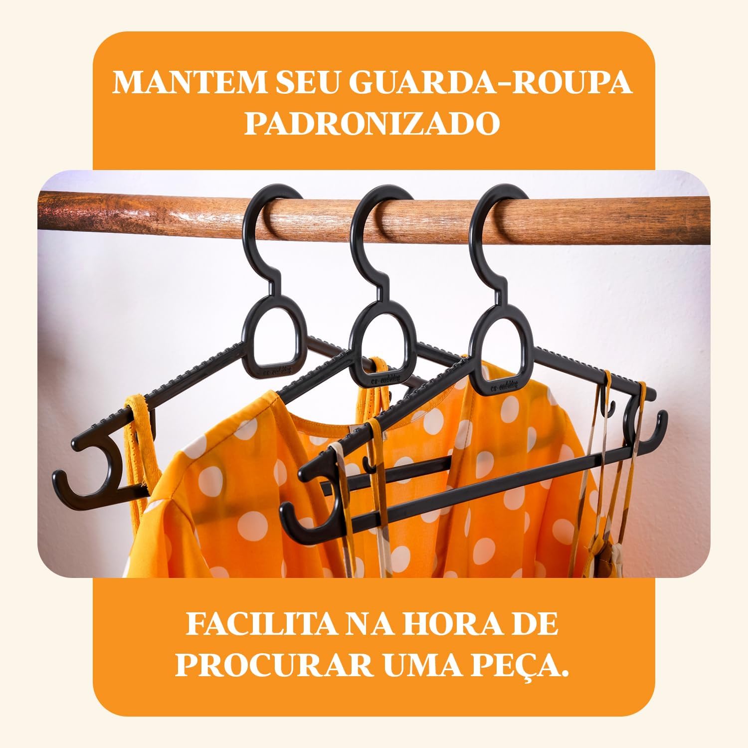 Kit 20 Cabides Adulto Preto Antideslizante 5