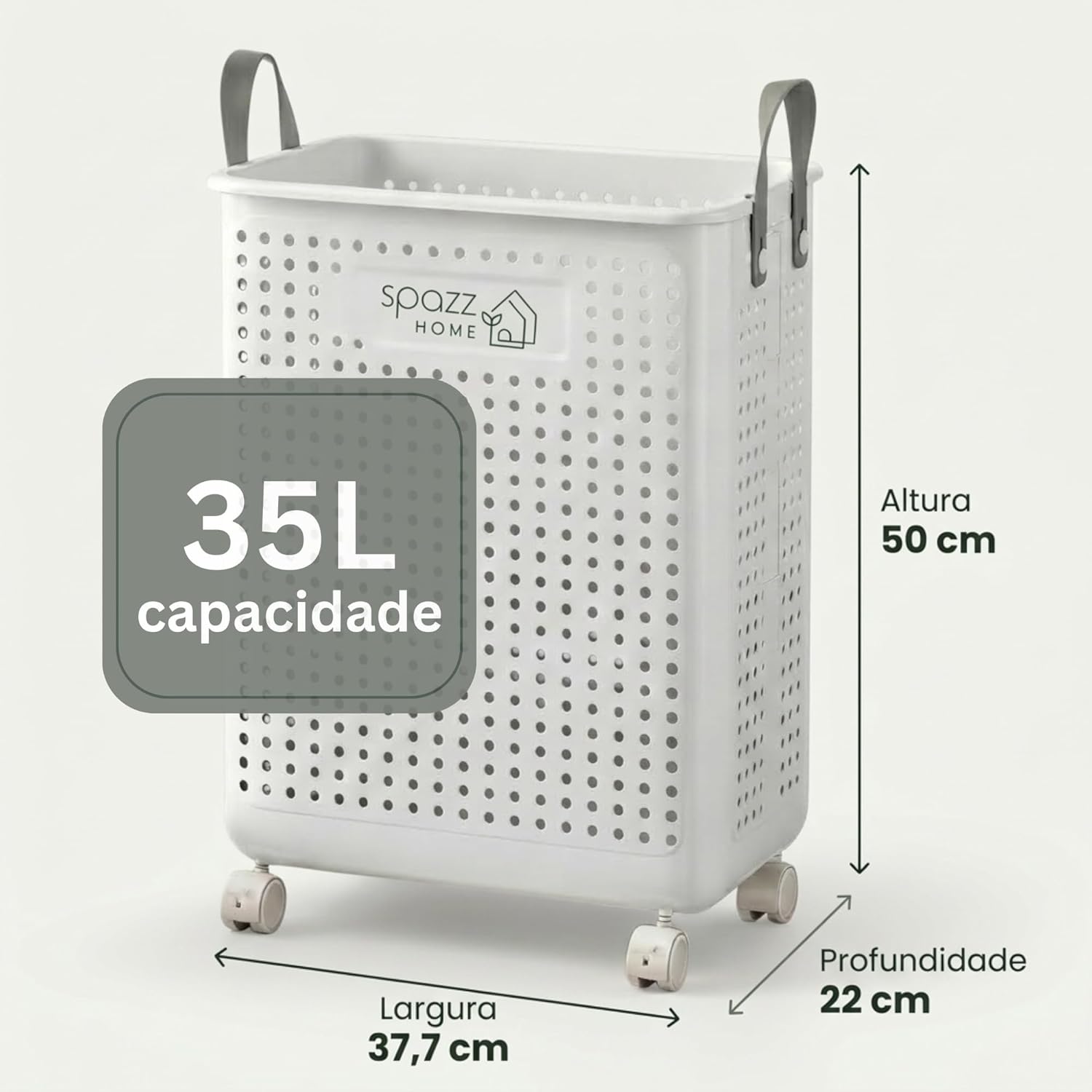 Cesto de Roupa Suja Compacto com Rodas 2
