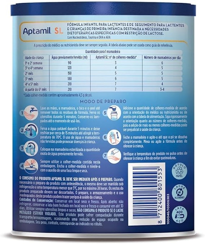 Fórmula Infantil: Aptamil SL 800 g - 0-3 anos 2