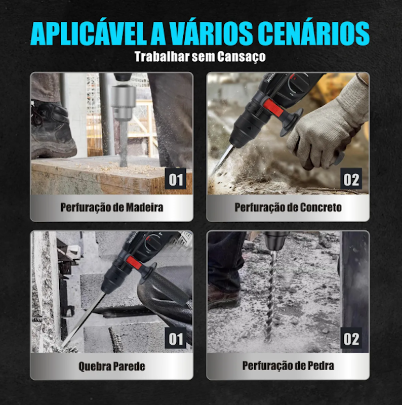 Martelete Perfurador Rompedor Professional 26 mm 1300 W Sds 3