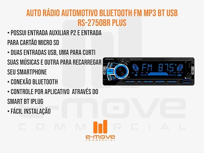 Auto Rádio FM RS-2750BR Plus 2