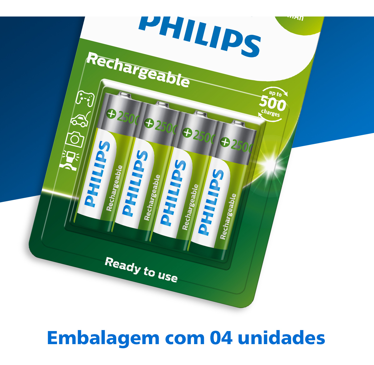Pilha Recarregável AA 1,2V 2.500mAh 2