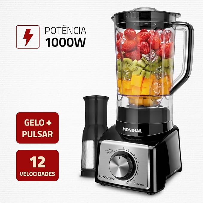 Liquidificador Turbo Mondial Black Inox 2