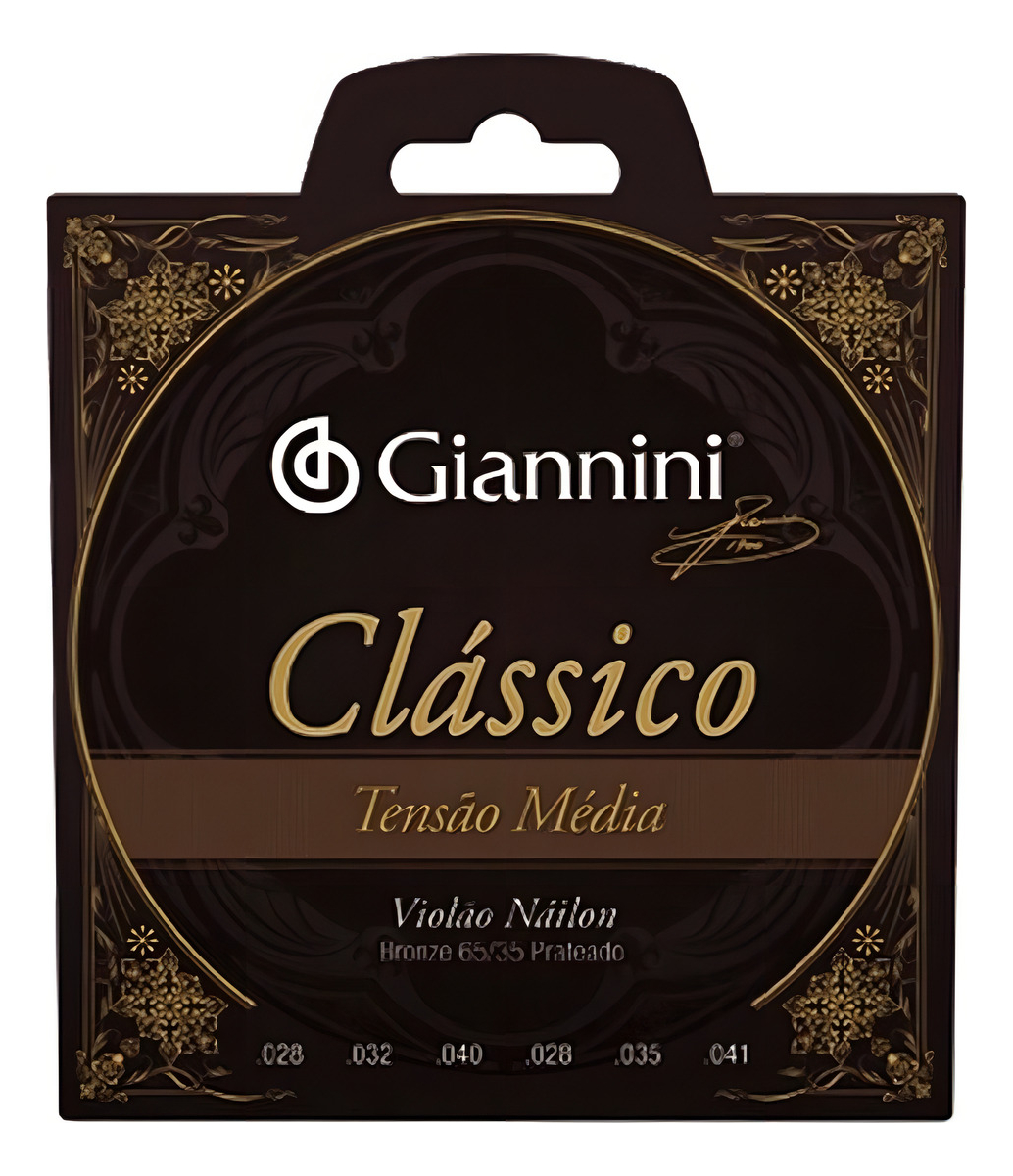 Encordoamento para Violão Náilon 6 Cordas Giannini Clássico Bronze 65/35 GENWPM 3