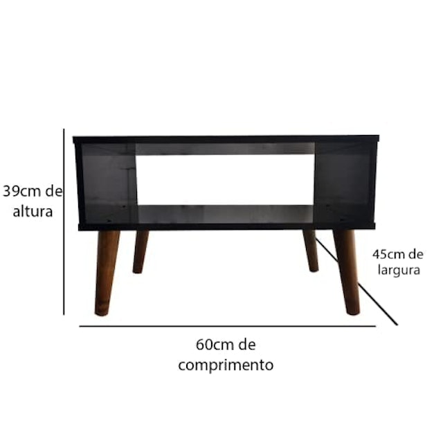 Mesa de Centro Retangular de Madeira Pé Palito 4