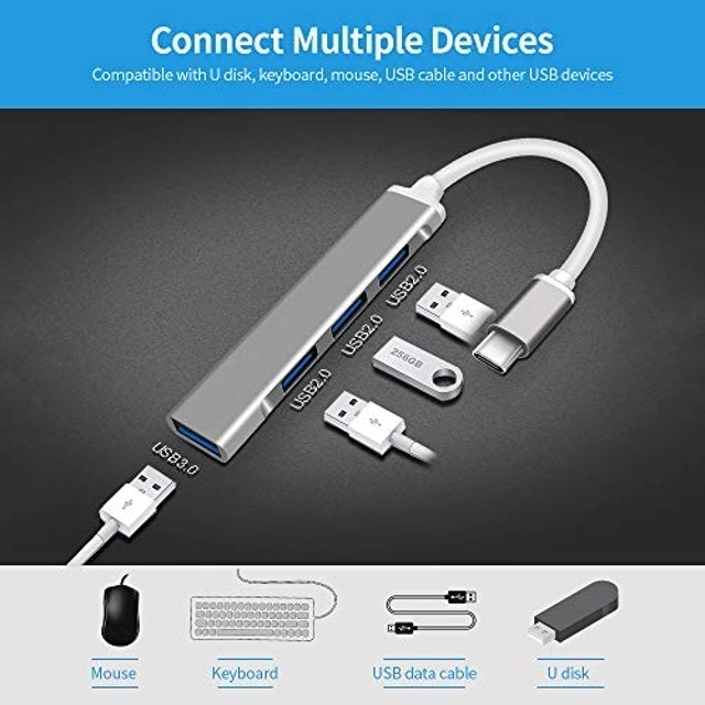 Hub 4 em 1 Multifuncional Tipo C para USB 3.0 2