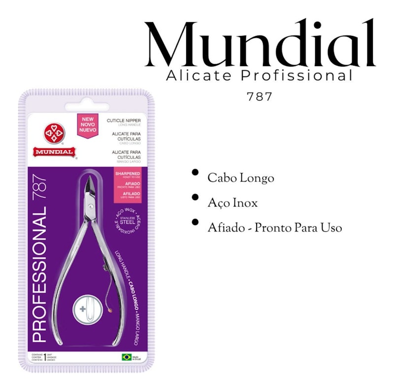 Alicate de Cutícula 787 Cabo Longo Professional Aço Inox Mundial 2