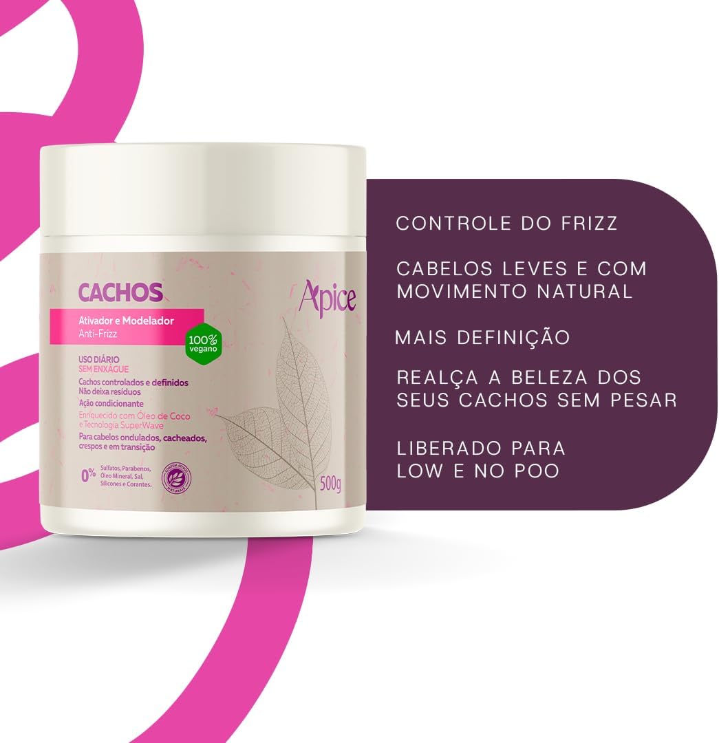 Ativador e Modelador Anti-Frizz Cachos Apice Cosméticos 2
