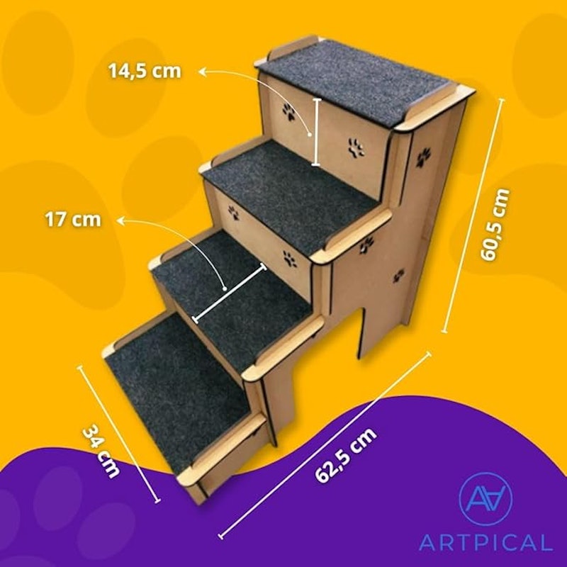 Escada Pet 4 Degraus com Carpete Antiderrapante e Nicho 5