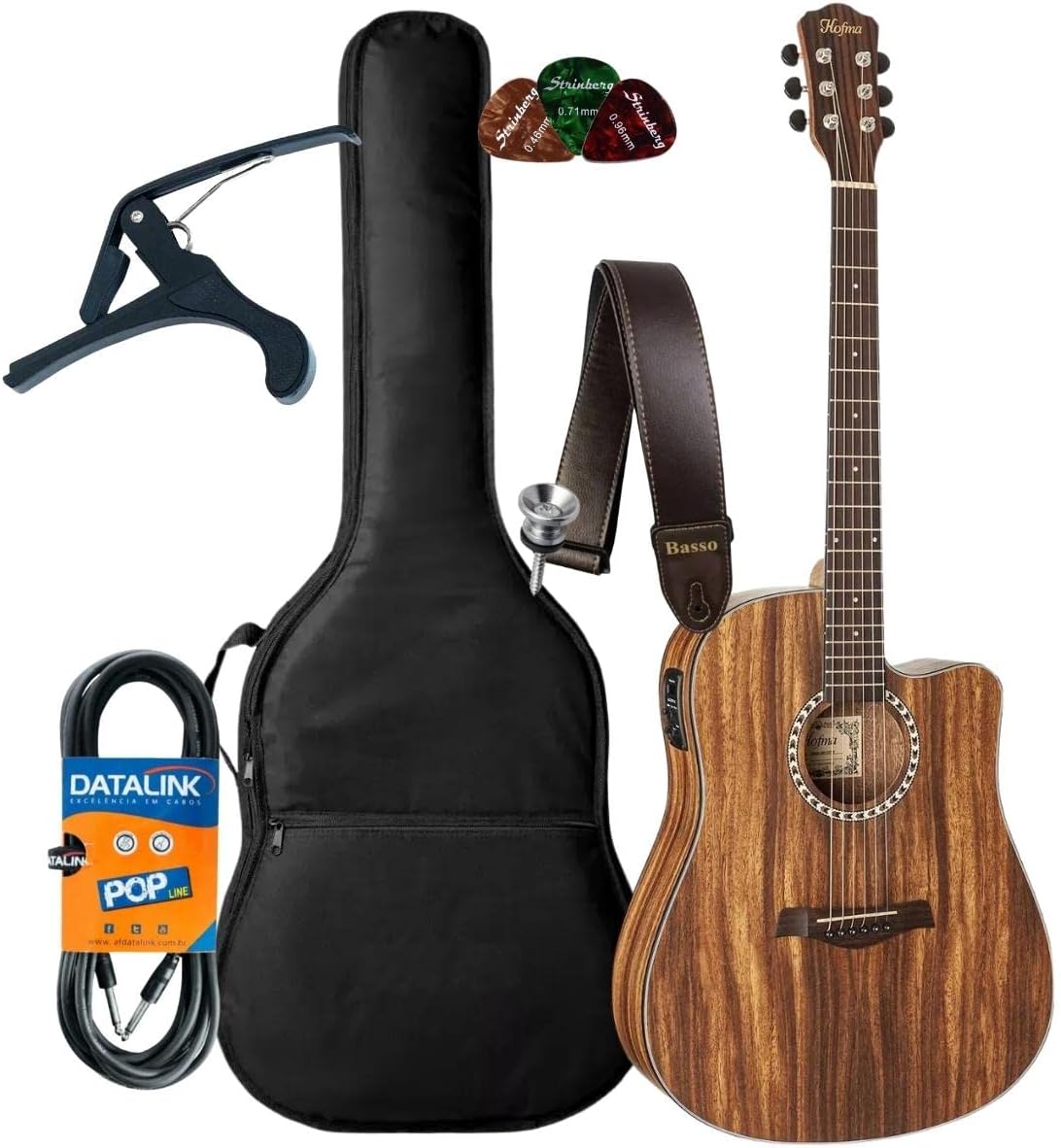 Violão Hofma Elétrico Folk Satin Natural + Acessórios 1