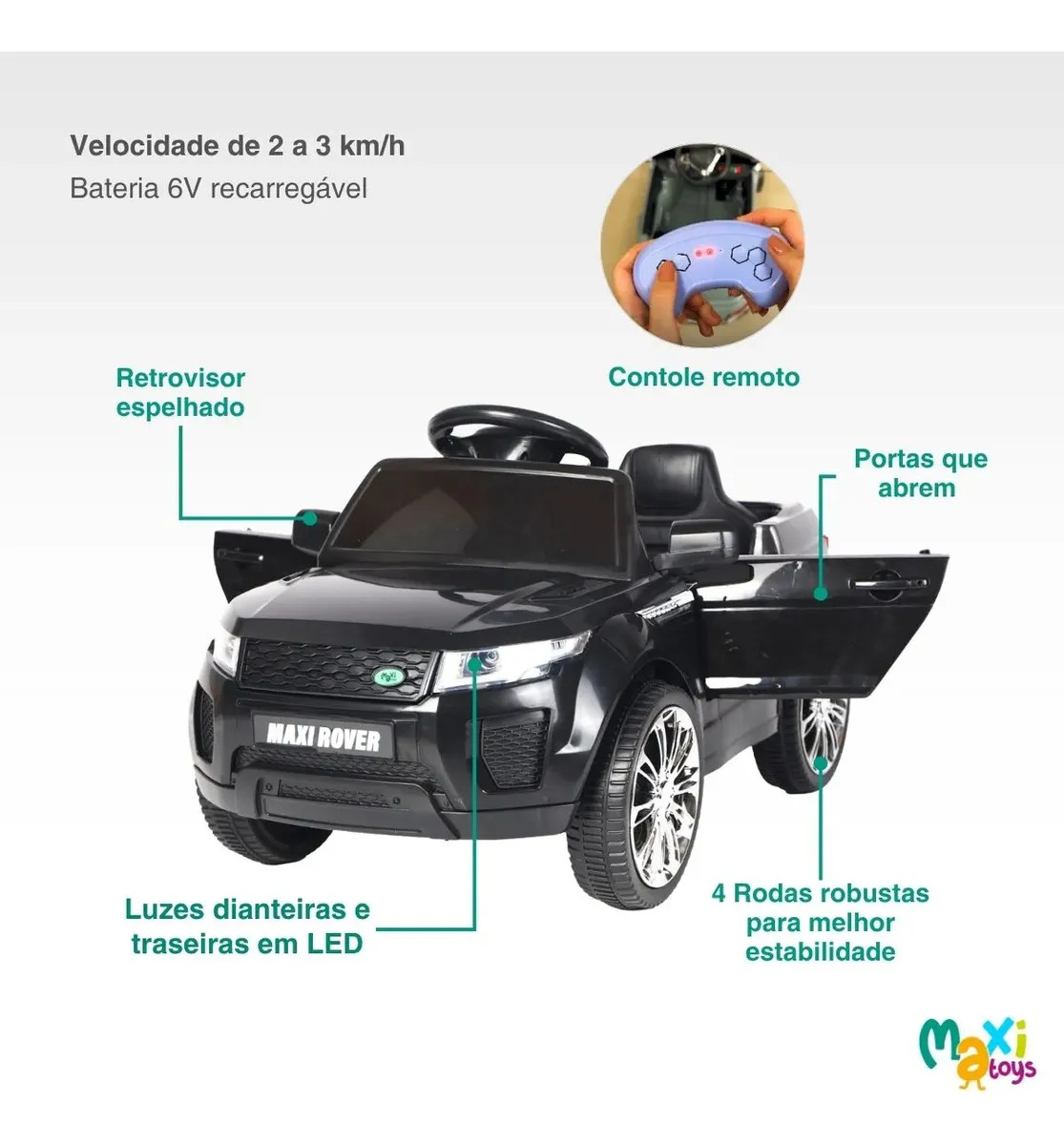 Carro Elétrico Infantil Maxi Rover 6 V Maxi Toys 3