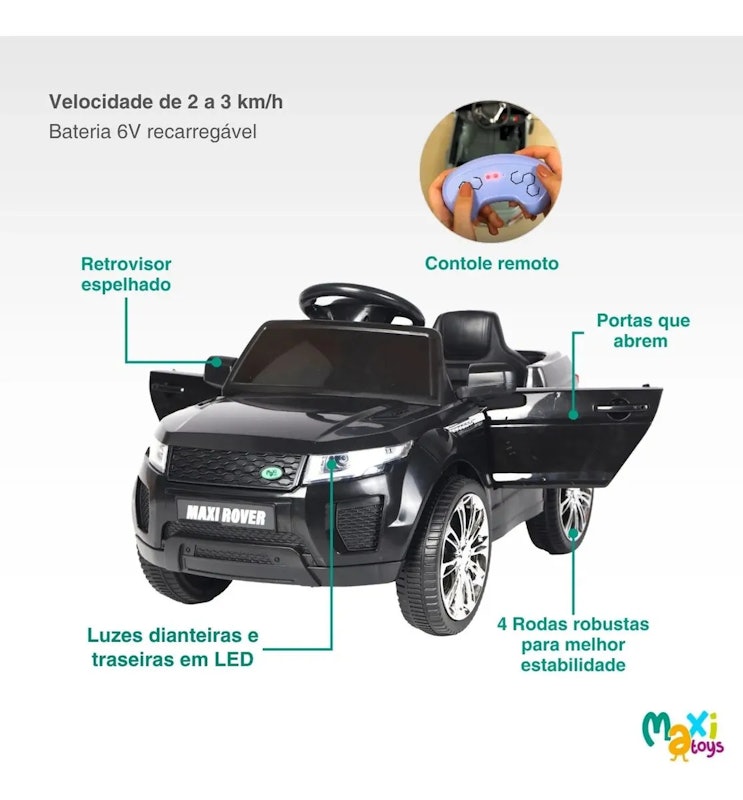 Carro Elétrico Infantil Maxi Rover 6 V Maxi Toys 3