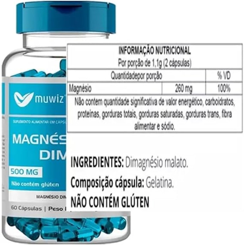 Magnésio Dimalato 500 mg 60 Cápsulas 5