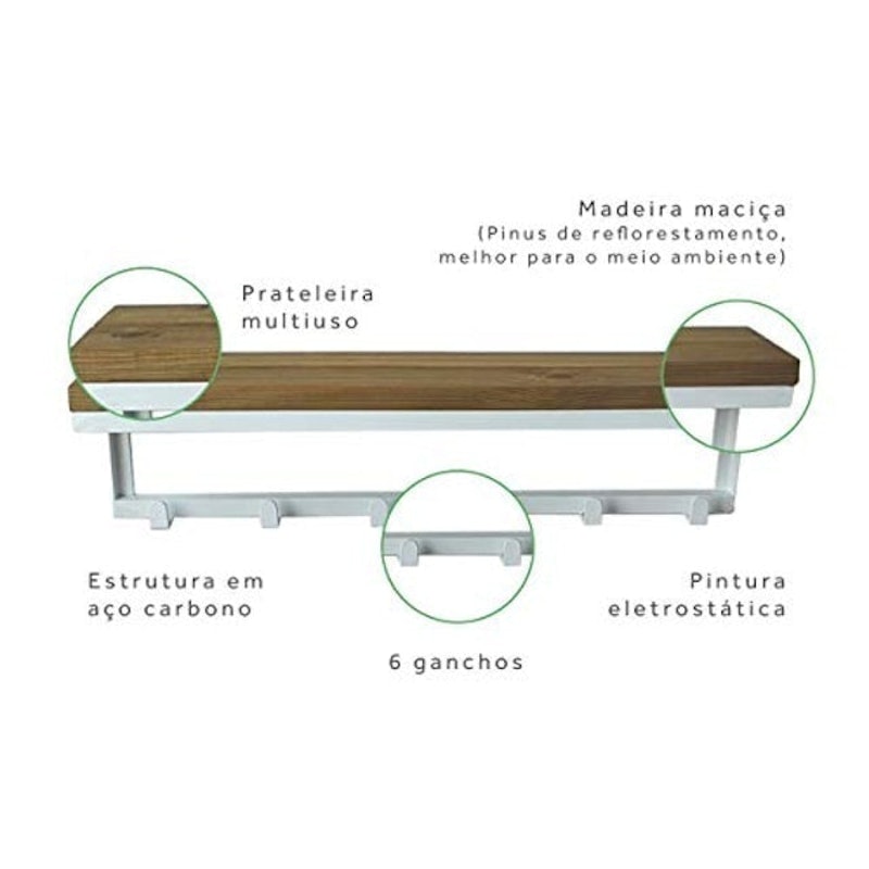 Cabideiro de Parede com Prateleira 3