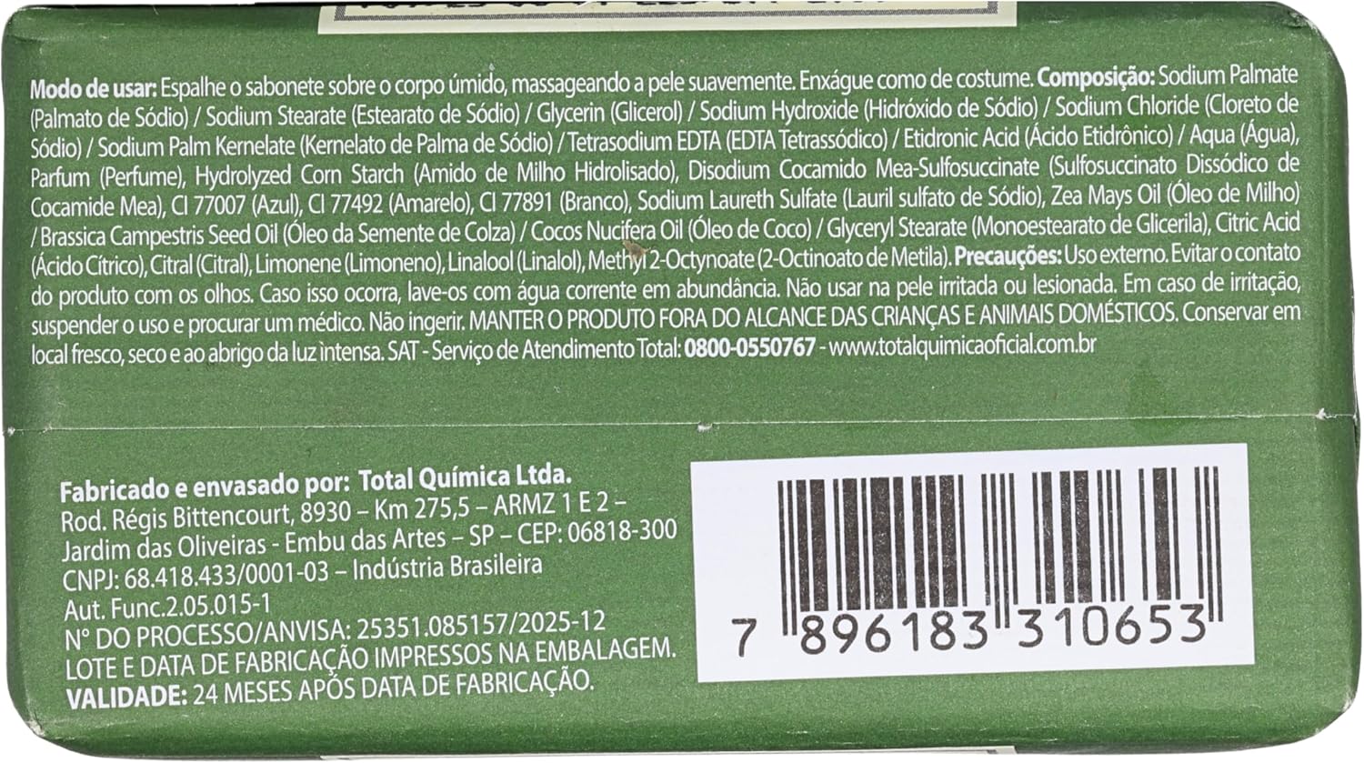 Sabonete em Barra Uomo Verde 4