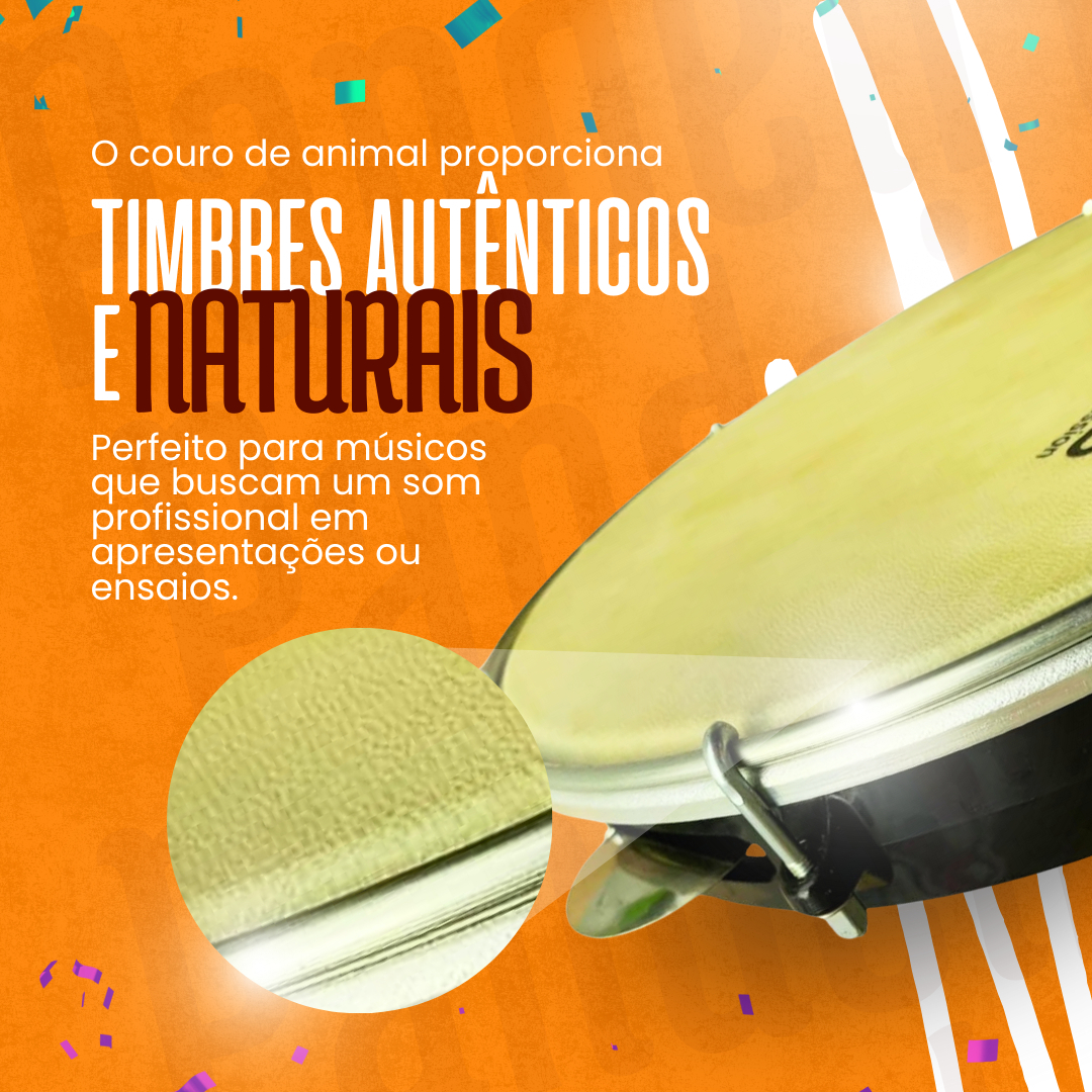 Pandeiro 10" Pele de Couro Caprino 3