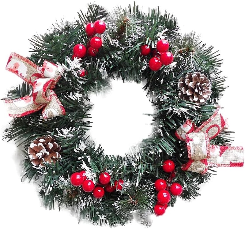 Guirlanda de Natal Nevada com Laços, Pinhas e Azevinhos 1