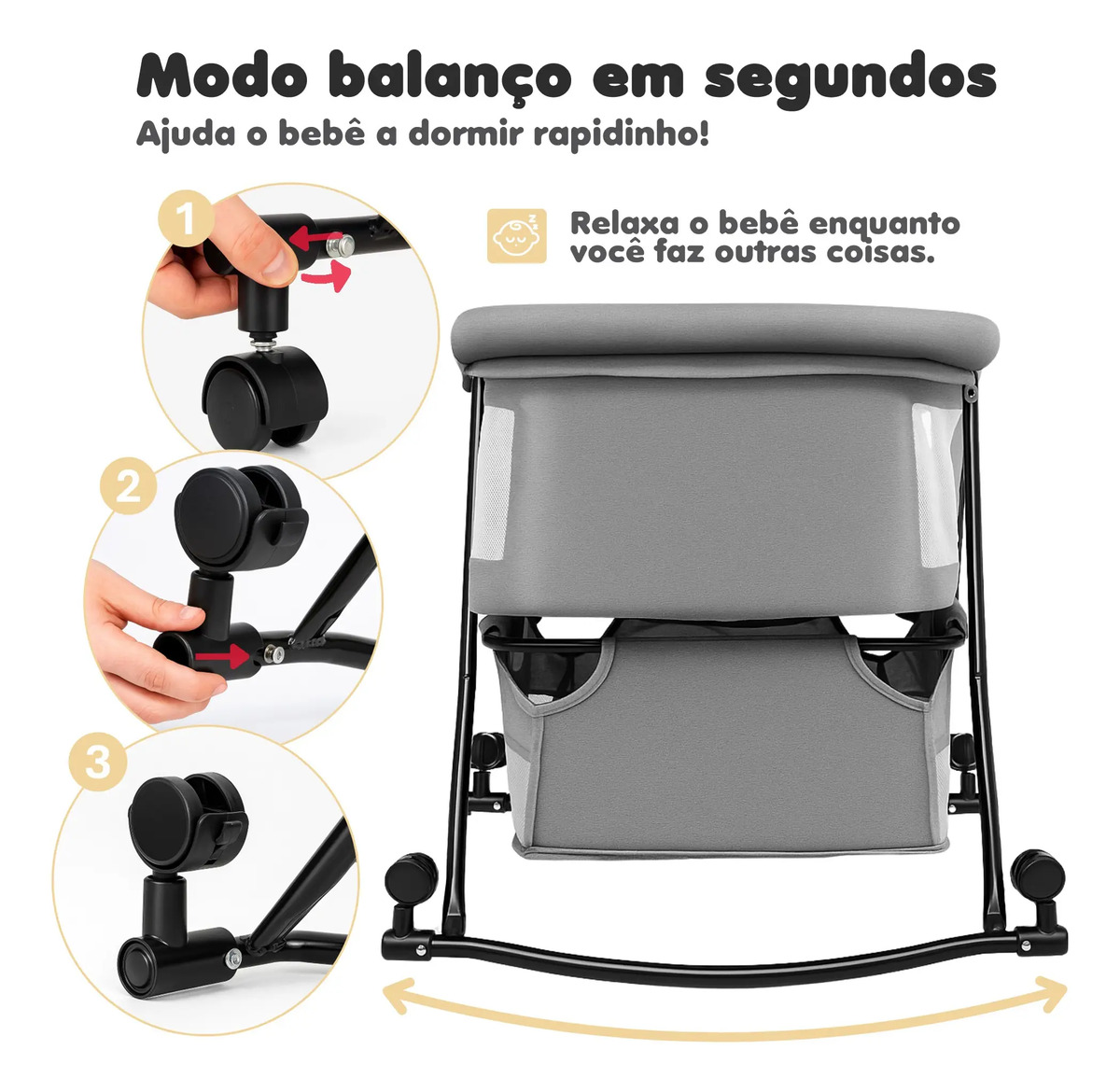 Berço Portátil para Bebês Co-Bed Cinza Pipdip 4