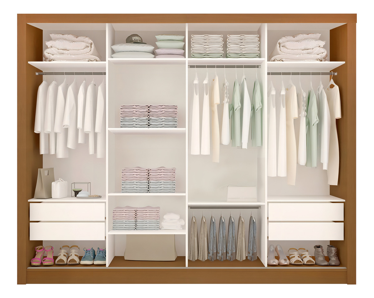 Guarda-Roupa Casal Premium Zara com Espelho 4 Portas 4 Gavetas 2