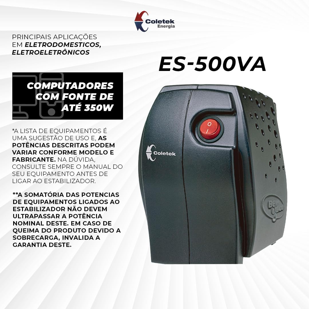 Estabilizador Bivolt Manual 115 V Bem Ligado Coletek Energia 4