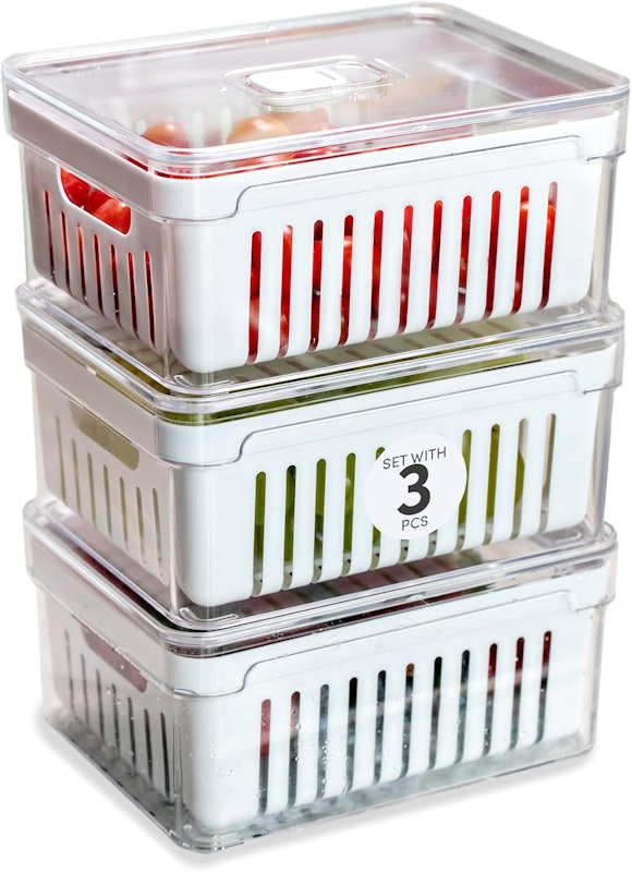 Kit 3 Organizadores de Geladeira com Cesto 5 L Transparente Linha Clear Fresh 1