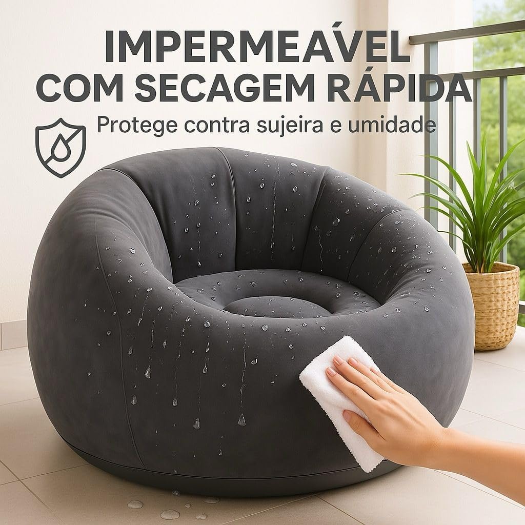 Sofá Poltrona Puff Inflável Deluxe Aveludado 4