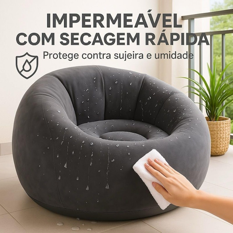 Sofá Poltrona Puff Inflável Deluxe Aveludado 4
