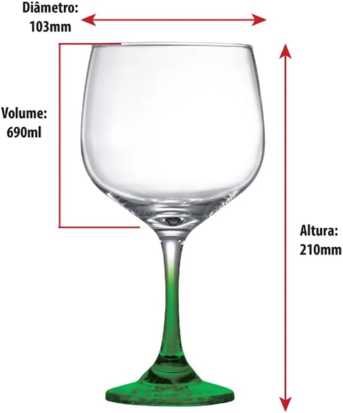 Taça de Vidro Gin Club Haste Verde 2
