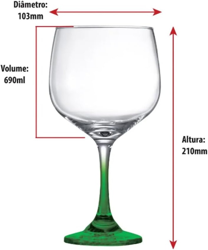 Taça de Vidro Gin Club Haste Verde 2