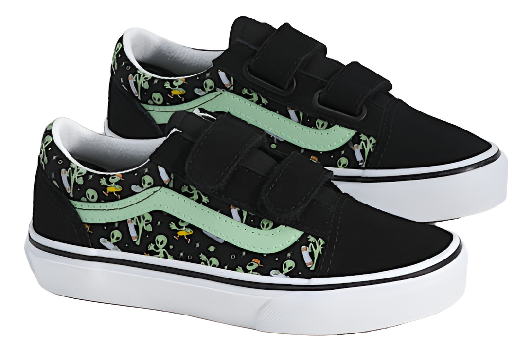 Tênis Old Skool Kids Glow Cosmic Cruisers Black Green Infantil 2