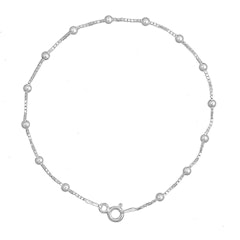 Pulseira Feminina Veneziana com Bolinha 18 cm de Prata Maciça 925