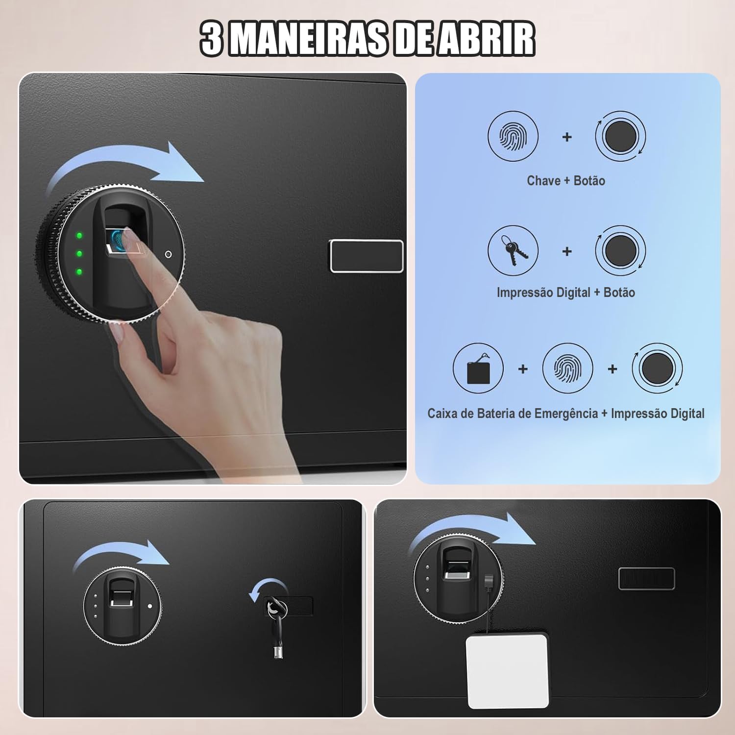 Cofre Eletrônico Biométrico 30 x 20 x 20 cm Antuvi 5