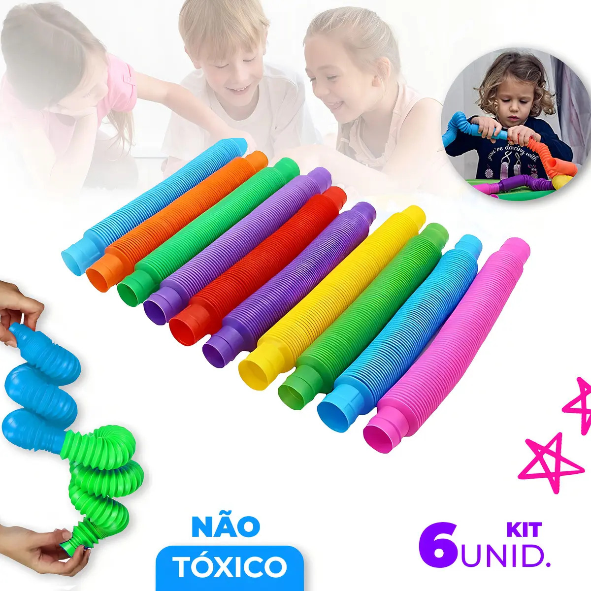 6 Poptube Tubo Fidget Tube Toys 2