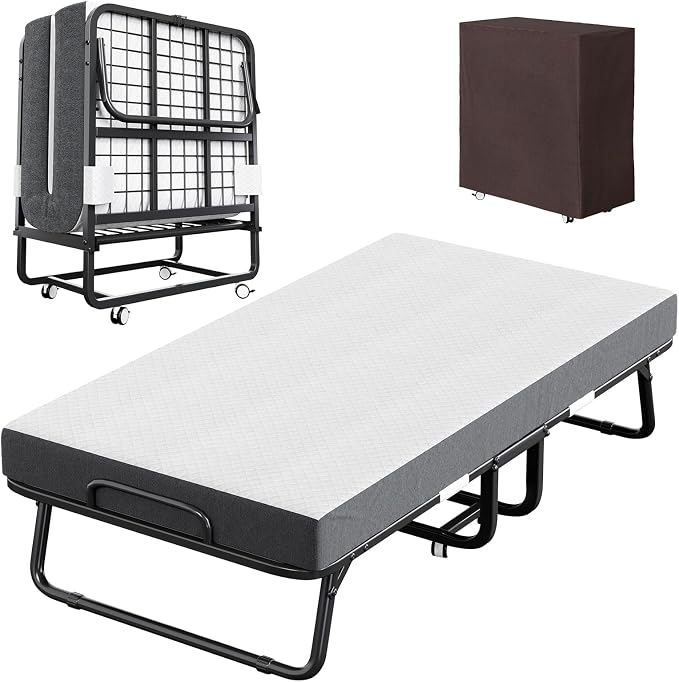 Cama Dobrável com Colchão e Capa de Armazenamento Caiyun 1