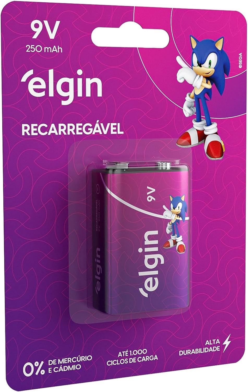 Bateria Recarregável 9 V Elgin 1