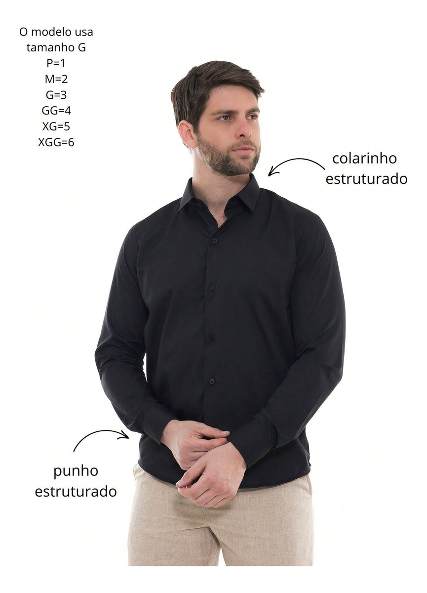 Camisa Social Manga Longa Slim Pthirillo 4