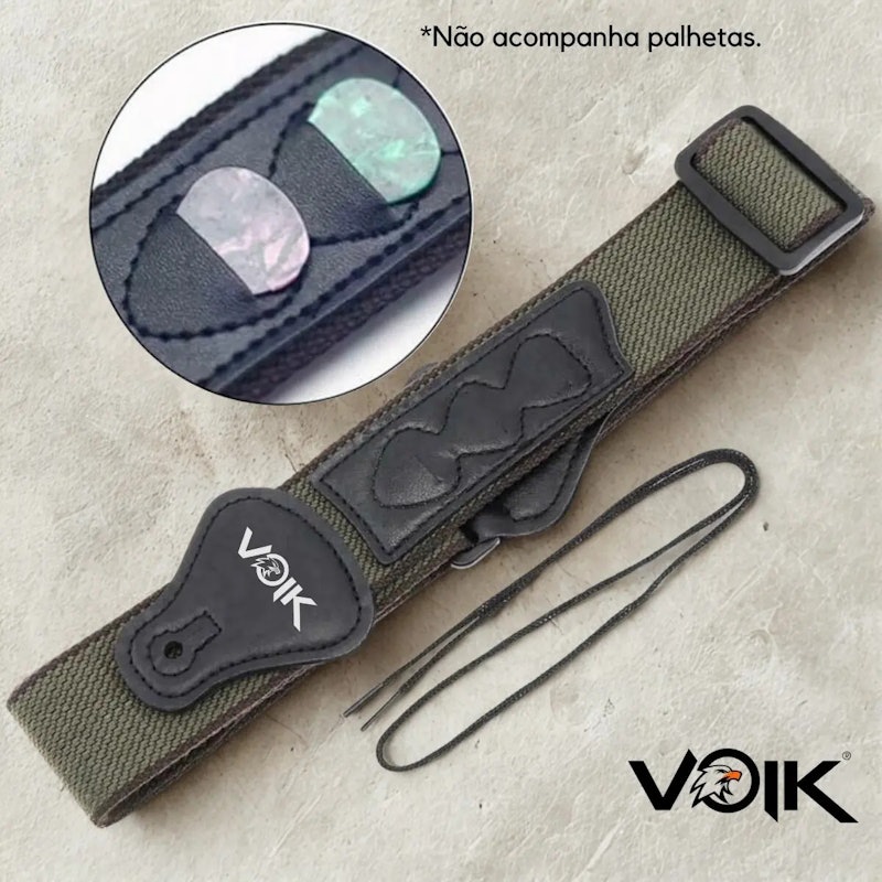 Correia p/ Guitarra Violão c/ Porta Palheta Voik VCPP-13 3